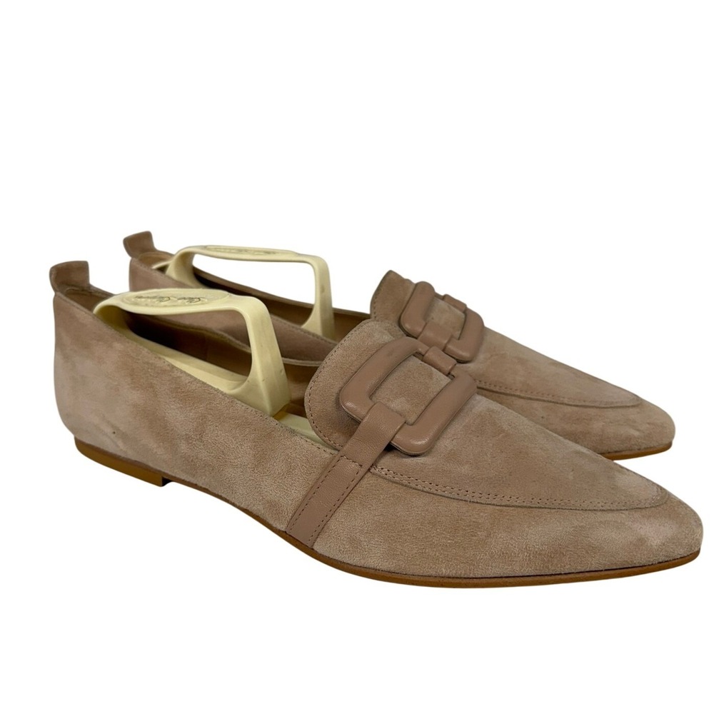 Renatta Jop NEW Women's Suede Nude Buckle Pointed Flats Made in Spain EU38/7.5‎